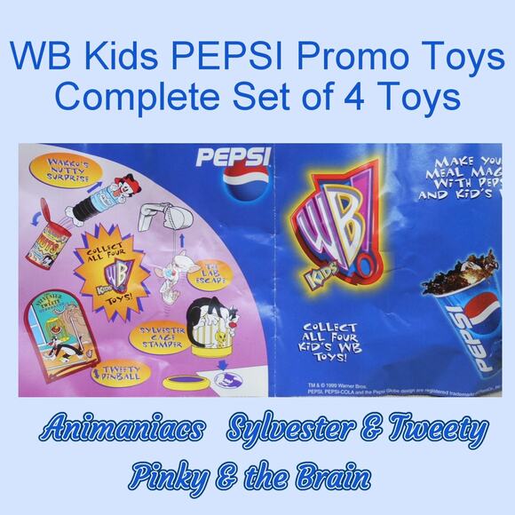 WB Kids Pepsi Animaniacs & Looney Tunes Promo Complete Set of 4 Toys RARE - Picture 1 of 9